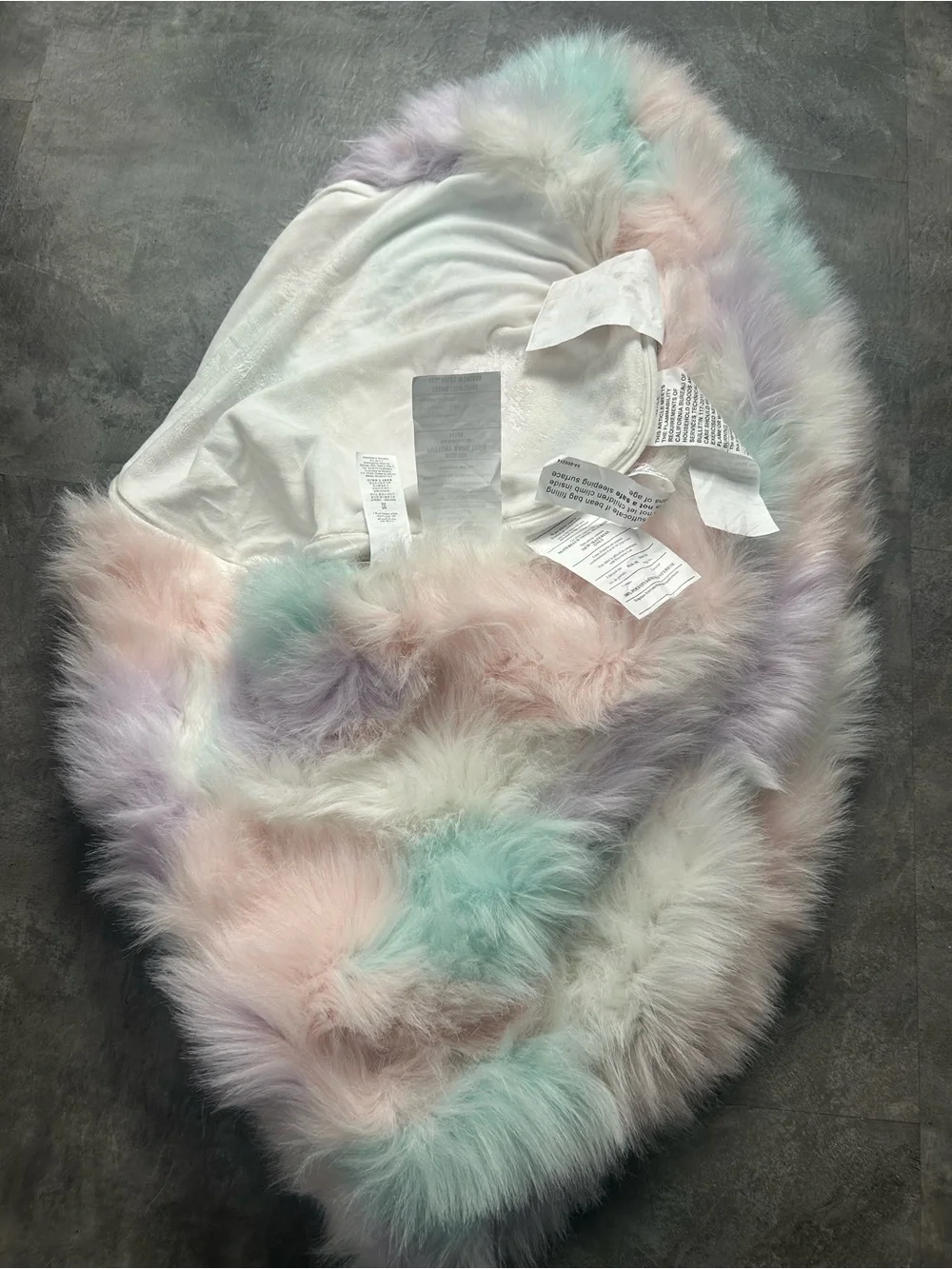 Pottery Barn Teen Medium Unicorn Faux Fur Bean Bag Chair Slipcover Only